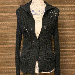 Black knit hooded sweater